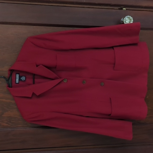 Lands' End Red Wool Cashmere Button Down Blazer Size 8 - Picture 1 of 6
